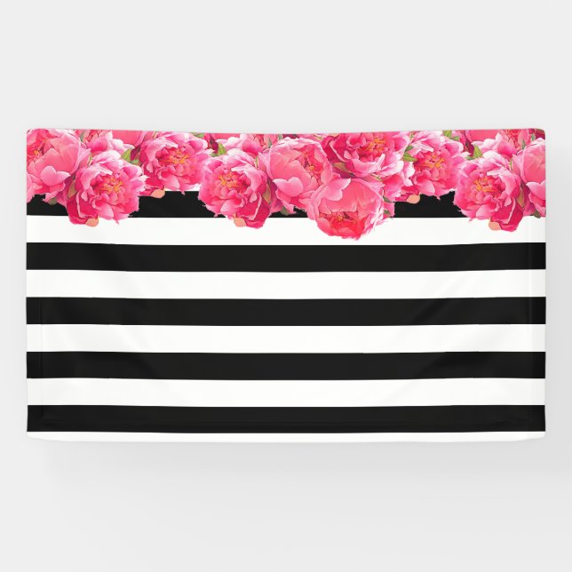 Banderoles Pies roses brillantes Fond Floral (Horizontal)