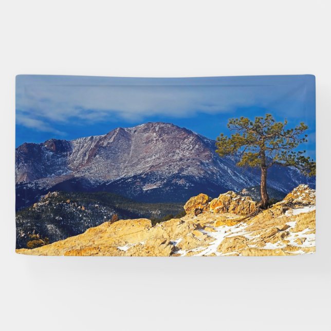 Banderoles Pikes Peak avec arbre en avant-plan (Horizontal)