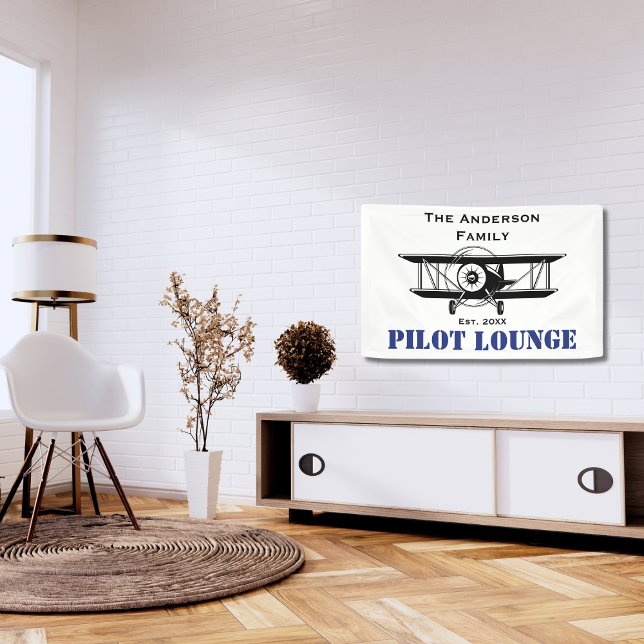 Banderoles Pilote Lounge Cool Avion Aéronautique Personnalisé (Créateur téléchargé)