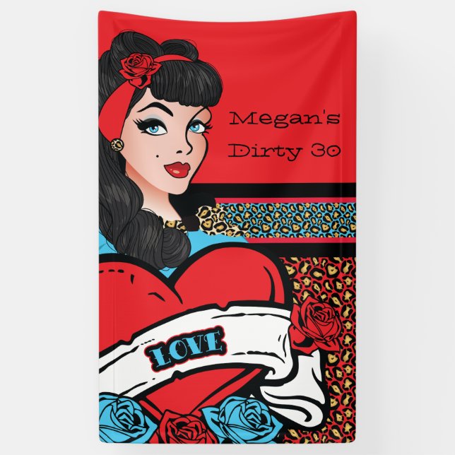 Banderoles Pin-up Girl, Rock-a-Billy party (Vertical)