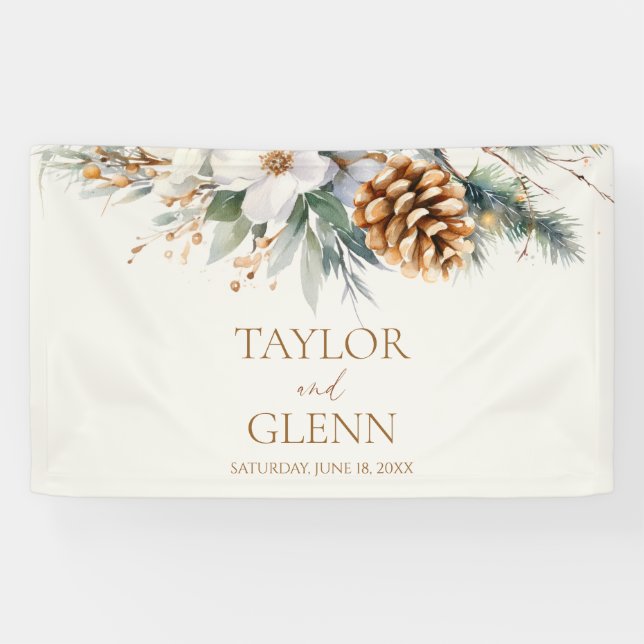 Banderoles Pine d'hiver Fleur Floral Jardin Mariage (Horizontal)