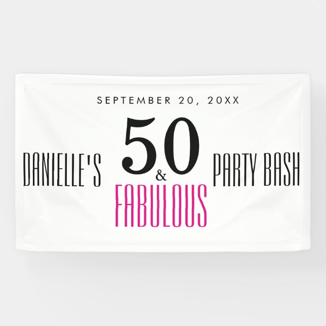 Banderoles Pink 50 et fabuleuse typographie 50e anniversaire (Horizontal)