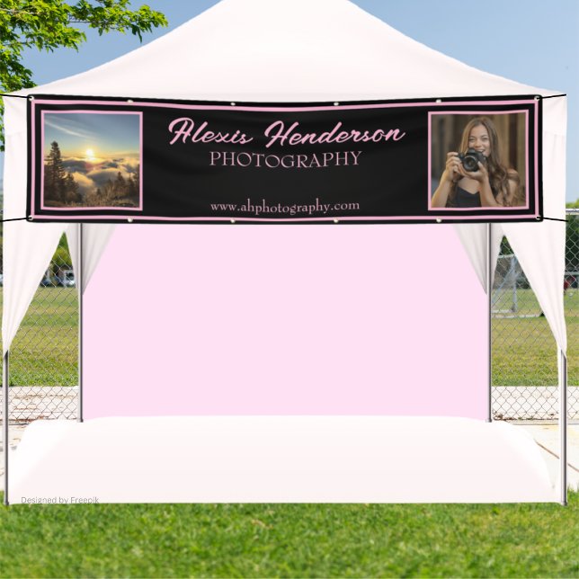 Banderoles Pink & Black Script Modern 2 Photo booth Tent (Créateur téléchargé)