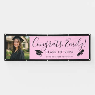 Banderoles PINK & BLK 2026 | Graduation Banner with Photo