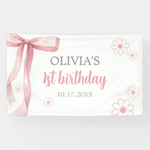 Banderoles Pink Bow 1er anniversaire fille
