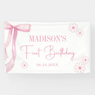Banderoles Pink Bow Elegant 1er Anniversaire