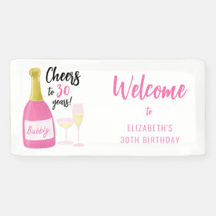 Banderoles Pink Cheers à 30 ans bubbly 30e anniversaire fête