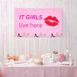 Banderoles Pink Chic Girls Party Lipstick Dorm Signal