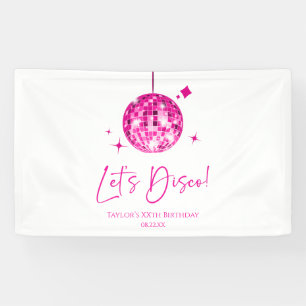 Banderoles Pink Disco Ball Let's Disco Anniversaire