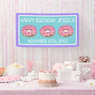 Banderoles Pink Donut Doughnut Anniversaire Fête Petit déjeun