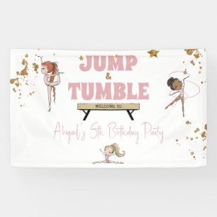 Banderoles Pink Jump & Tumble Gymnastique Anniversaire