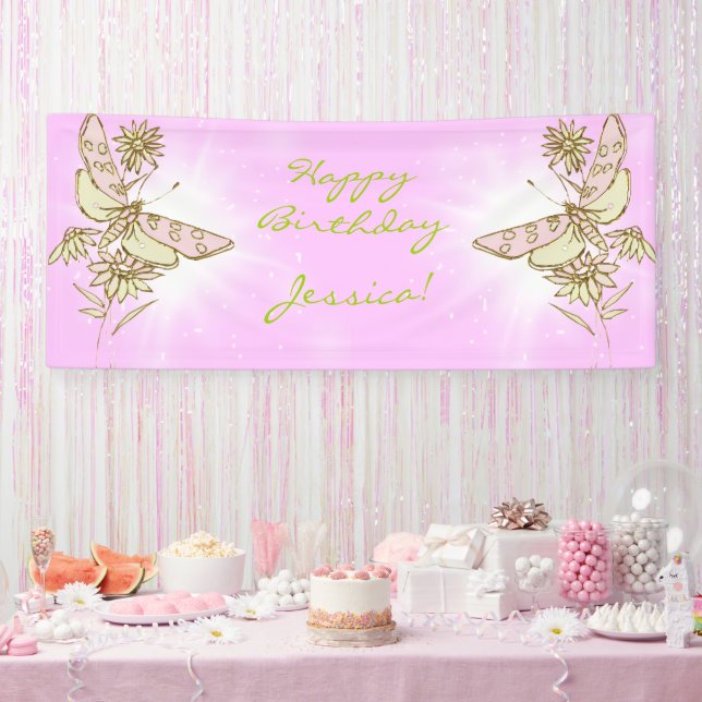 Banderoles Pink Lemon Lime Butterfly Banner (Fête)