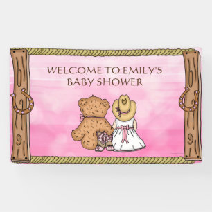 Banderoles Pink Lil' Cowgirl Baby shower personnalisé
