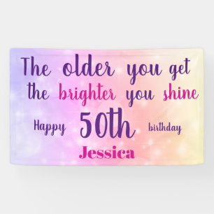 Banderoles Pink pastel scintillant 50e anniversaire personnal