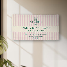 Banderoles Pink Preppy Stripes Bakery Logo Event Display 