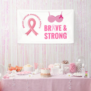 Banderoles Pink Ribbon Sensibilisation au sein Brave et fort 