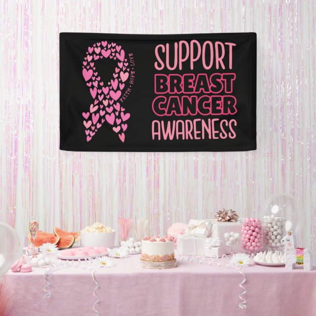 Banderoles Pink Ribbon Sensibilisation au sein Brave et fort (Fête)