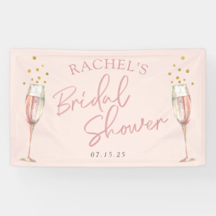 Banderoles Pink script moderne champagne douche de nage bienv