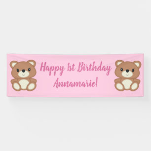 Banderoles Pink Teddy Bear Bébé fête d'anniversaire