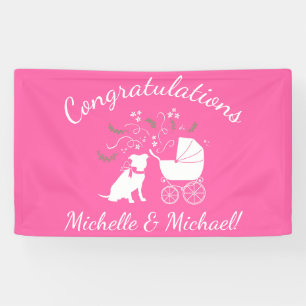 Banderoles Pit Bull Chien Baby shower rose fille Pitbull