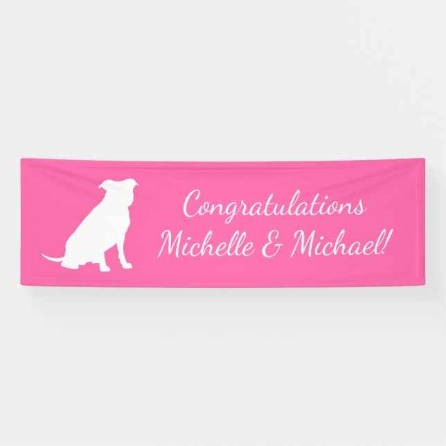Banderoles Pit Bull Chien Baby shower rose fille Pitbull (Horizontal)