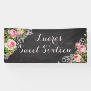 Banderoles PixDezines Chalkboard Vintages Roses/Redoute