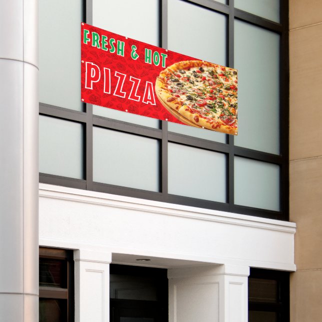 Banderoles Pizza frais et chaud Cheesy Pepperoni Advert (Bâtiment extérieur)
