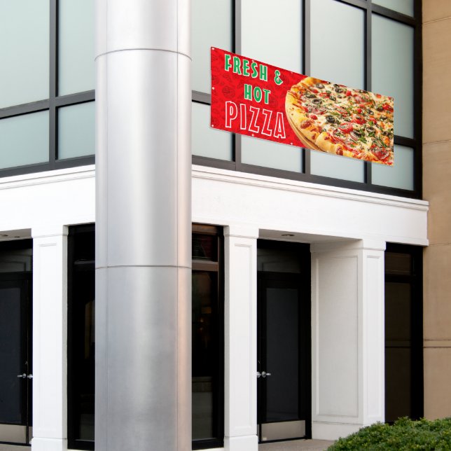 Banderoles Pizza frais et chaud Cheesy Pepperoni Advert (Bâtiment extérieur)