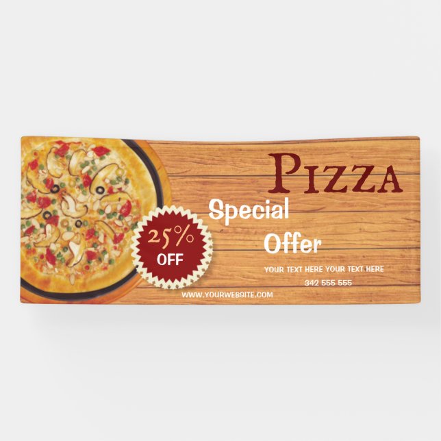 Banderoles Pizza Livraison Pizza Café Restaurant ouvert Ba (Horizontal)