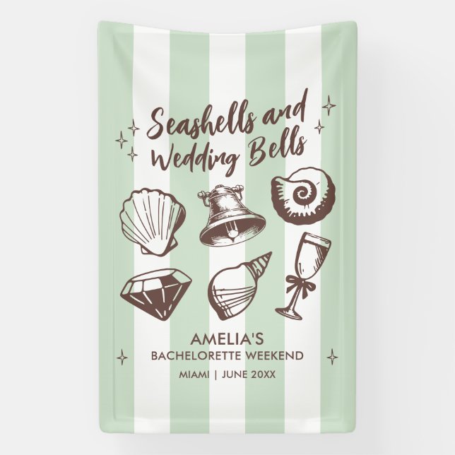 Banderoles Plage Bachelorette Fête Coquillages Mariages (Verticale)