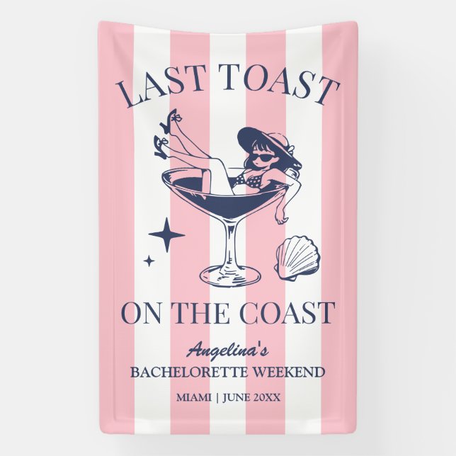 Banderoles Plage Bachelorette Fête Dernier Toast Sur La Côte (Verticale)