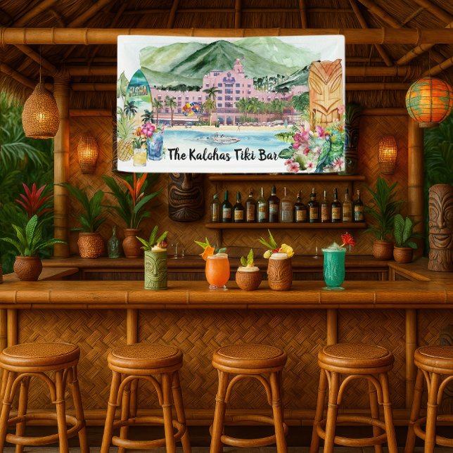 Banderoles Plage d'Aloha | Tiki Bar Luau Party personnalisé (Créateur téléchargé)