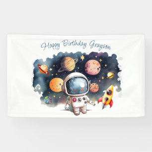 Banderoles Planètes de l'espace garçon fête d'anniversaire