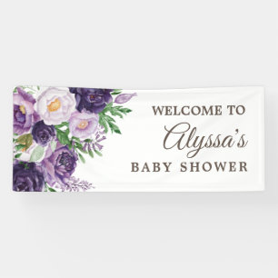 Banderoles Plum vert pourpre Baby shower blanc