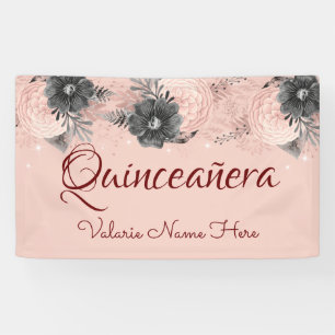 Banderoles Plutôt Blush rose Floral Quinceanera