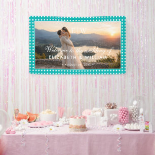 Banderoles Points blancs sur sarcelle – Mariage personnalisé