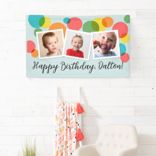 Banderoles Pois Boys Photo fête d'anniversaire