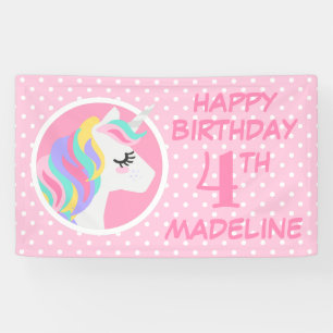 Banderoles Pois de pastel de licorne du joyeux anniversaire  