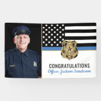 Police Légère Ligne Bleue Félicitations Photo Retr