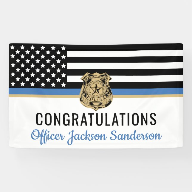 Banderoles Police Ligne bleue Drapeau Félicitations Retraite (Horizontal)