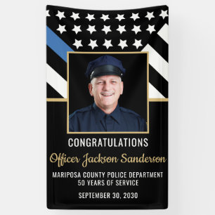Banderoles Police Officier Retraite Mince Ligne Bleue Photo