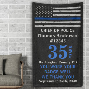 Banderoles Police Party Mince Ligne Bleue Drapeau Retraite