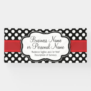 Banderoles Polka Noir/Blanc Point Rouge Ruban Affaires/Annive