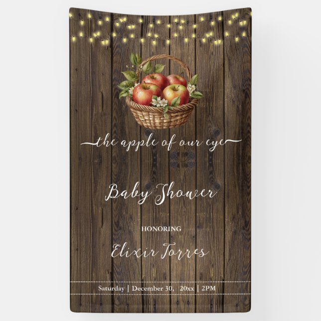 Banderoles Pomme de notre oeil chute Baby shower de bois flor (Vertical)