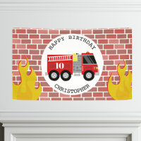 Pompiers Camion Flames en brique Anniversaire