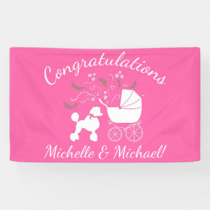 Banderoles Poodle Baby shower Chien Chien Chiot Rose Girl