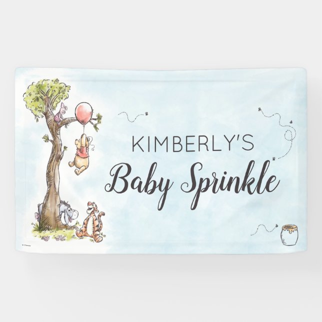 Banderoles Pooh & Amis Aquarelle Bébé Sprinkle Signal (Horizontal)