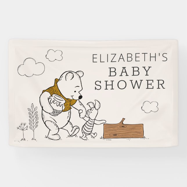 Banderoles Pooh, Eeyore & Tigger | Baby shower Lune et étoile (Horizontal)