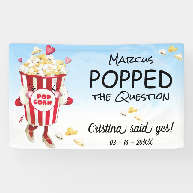 Banderoles Pop La Question Popcorn Fiançailles (Horizontal)