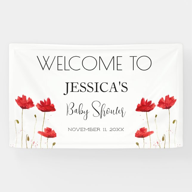 Banderoles Poppies Fleurs Baby shower de pavot Affiche de bie (Horizontal)